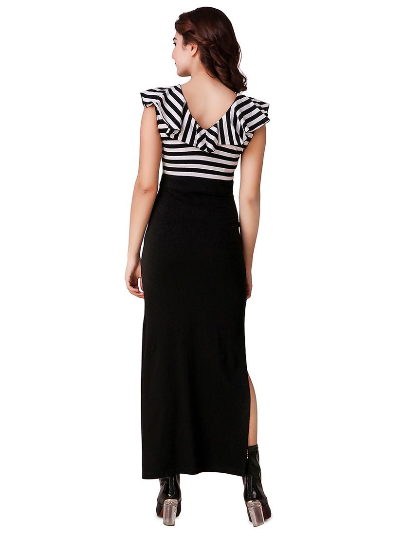 ruffled striped high slit dress - 15918908 - Zoom Image - 3