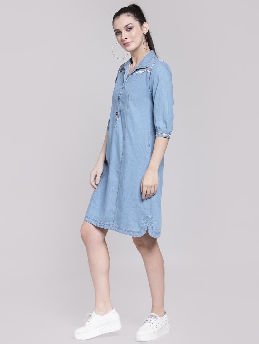 lace insert pocket patch dress - 15919045 - Zoom Image - 3