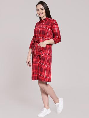 pocket detail checkered dress - 15919082 - Standard Image - 3