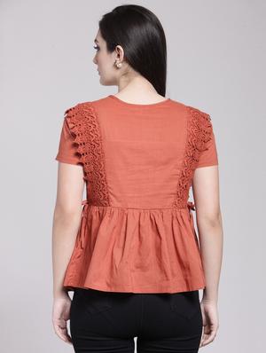 lace detail embroidered top - 15919099 - Standard Image - 3
