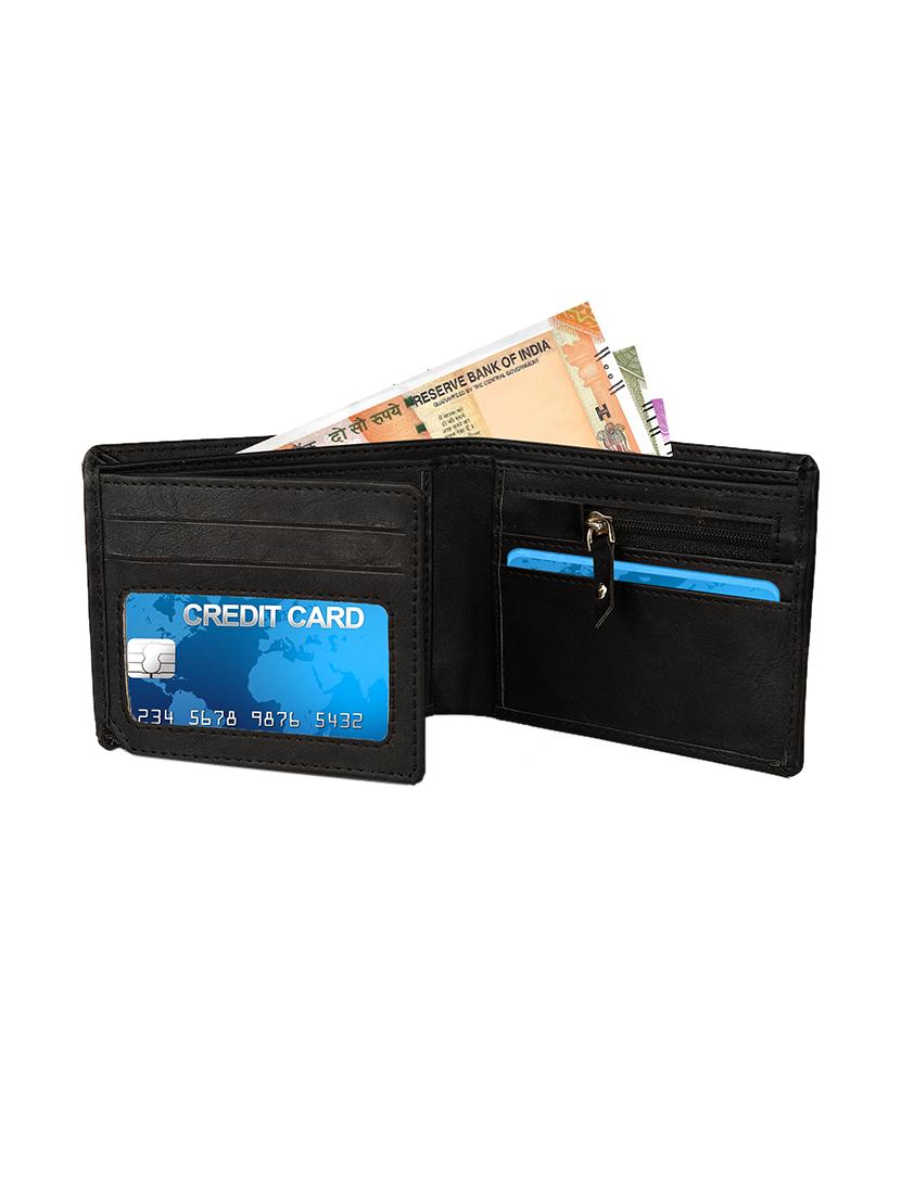 black 2 fold leatherette wallet - 15919429 - Zoom Image - 3