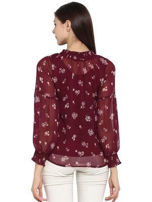 tie-knot smocked floral top - 15919636 - Standard Image - 3