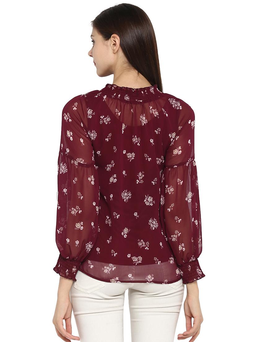 tie-knot smocked floral top - 15919636 - Zoom Image - 3