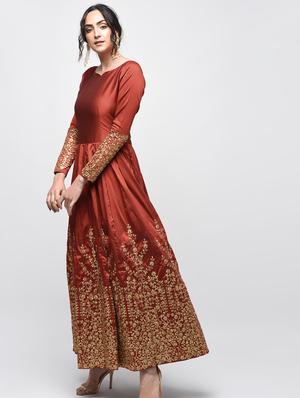 embroidered semi-stitched anarkali suit - 15920622 - Standard Image - 3