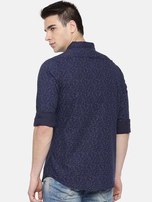 navy blue printed casual shirt - 15921499 - Standard Image - 3