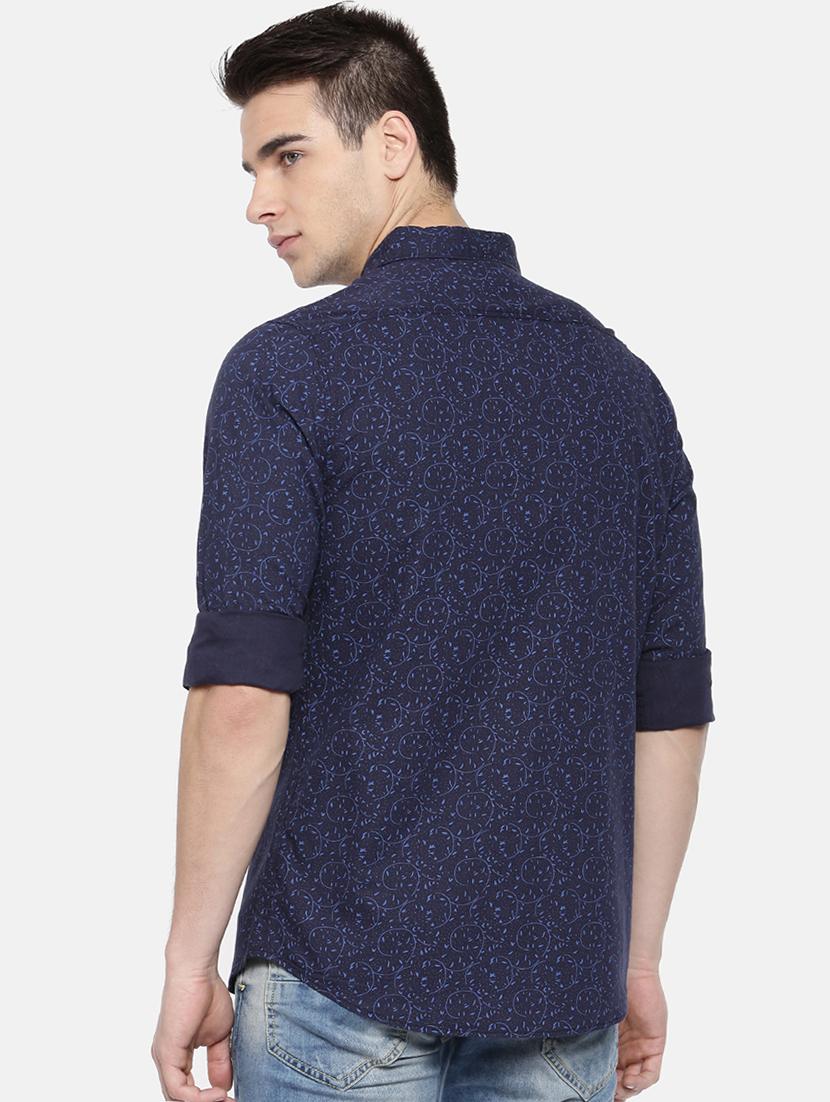 navy blue printed casual shirt - 15921499 - Zoom Image - 3