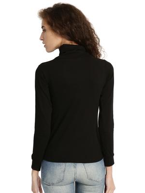 black solid turtle neck tee - 15921963 - Standard Image - 3