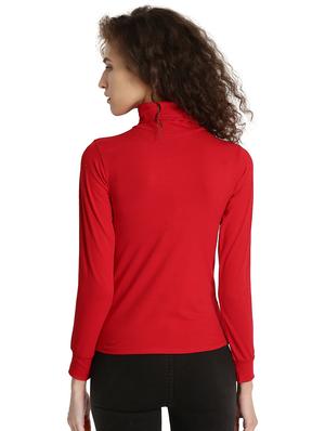 hot red solid turtle neck tee - 15921968 - Standard Image - 3