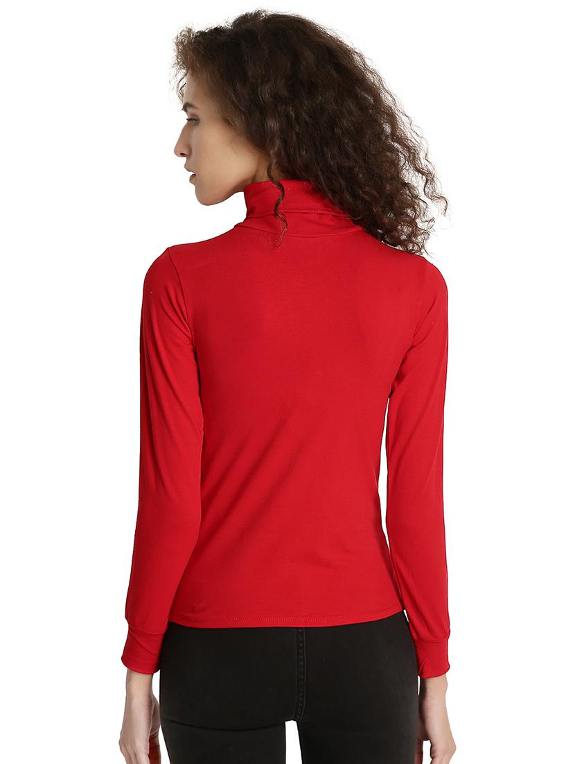 hot red solid turtle neck tee - 15921968 - Zoom Image - 3