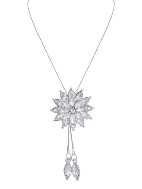 silver metal long necklace - 15921985 - Standard Image - 1