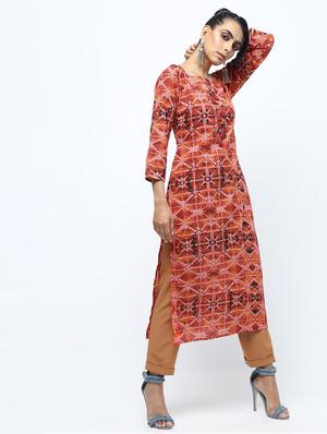 printed straight kurta with tassels - 15922552 - Standard Image - 3