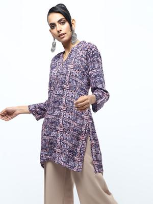 printed straight kurti - 15922554 - Standard Image - 3