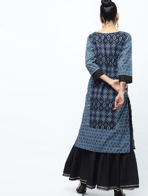 printed kurta with sharara set - 15922561 - Standard Image - 3