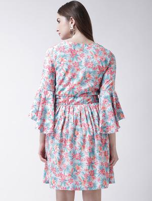 bell sleeved floral a-line dress - 15923012 - Standard Image - 3