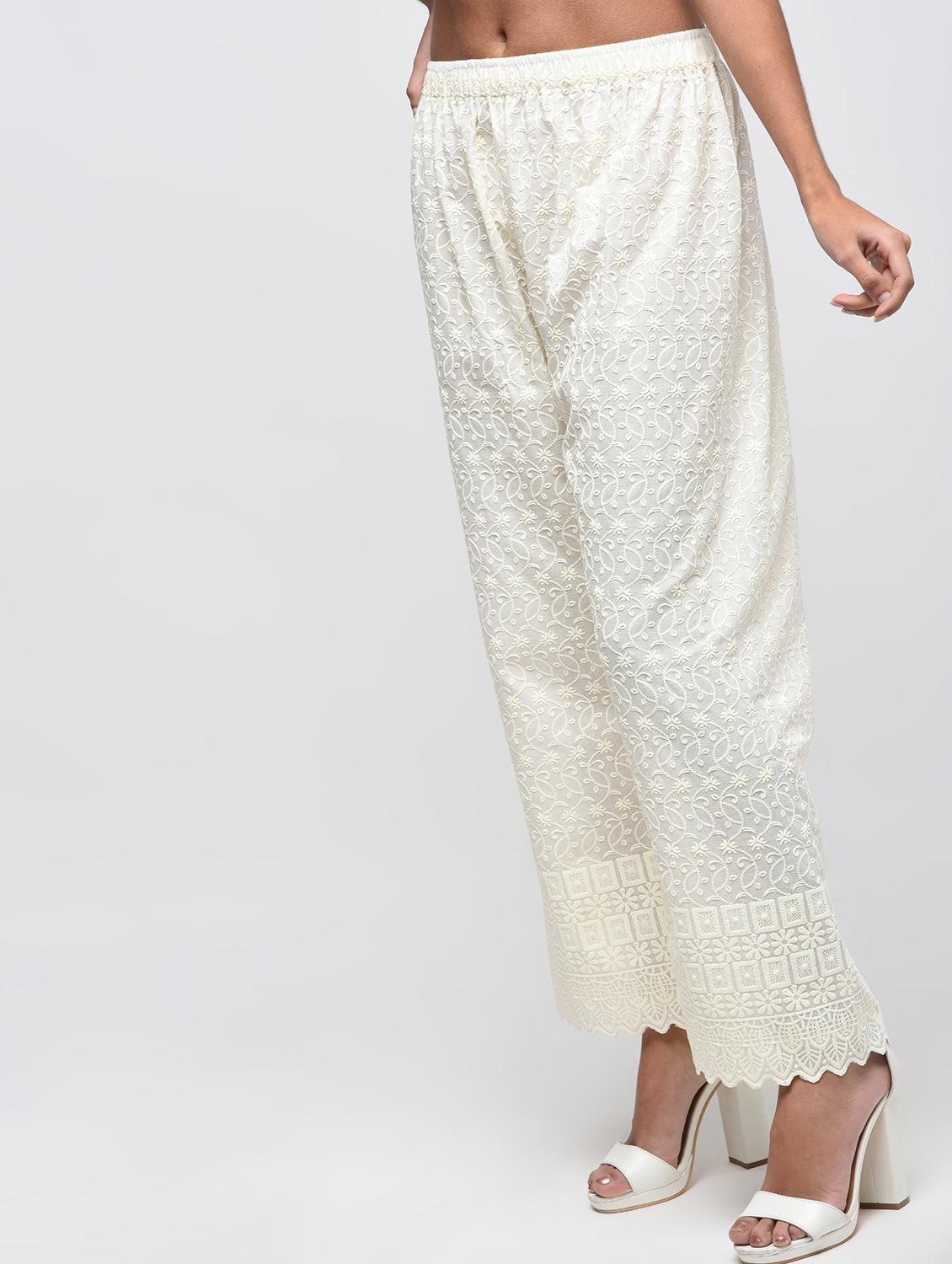 chikenkari embroidered palazzo - 15923481 - Zoom Image - 3