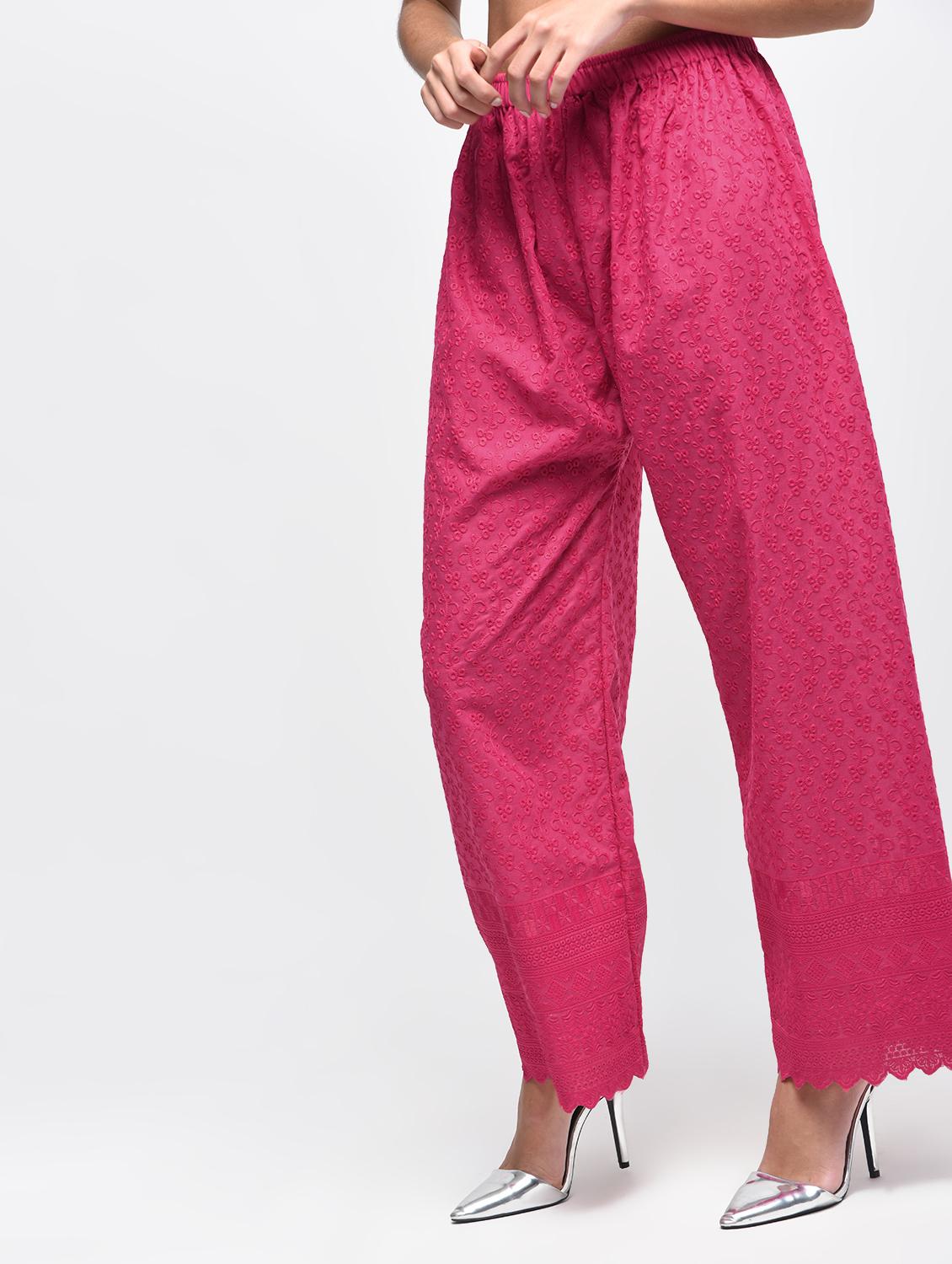 chikenkari embroidered palazzo - 15923482 - Zoom Image - 3