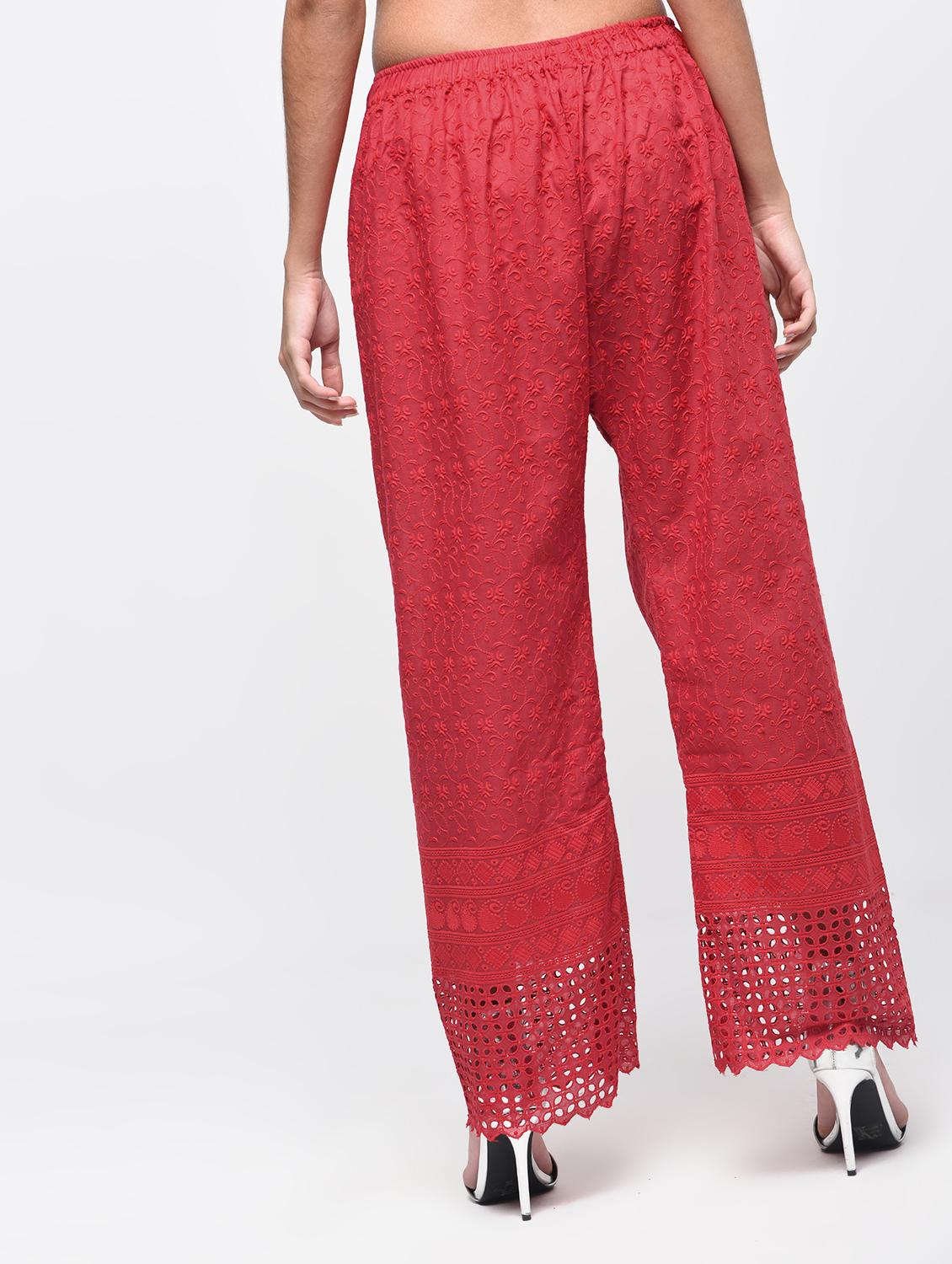 Chikenkari embroidered palazzo - 15923483 - Zoom Image - 3