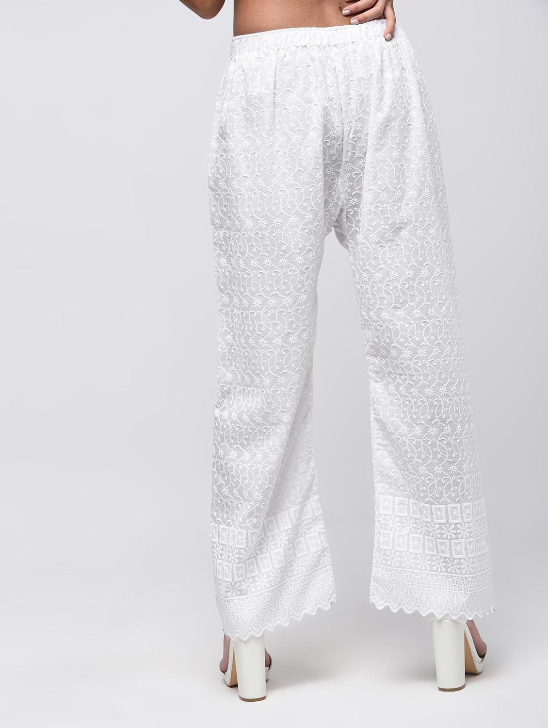chikenkari embroidered palazzo - 15923485 - Zoom Image - 3