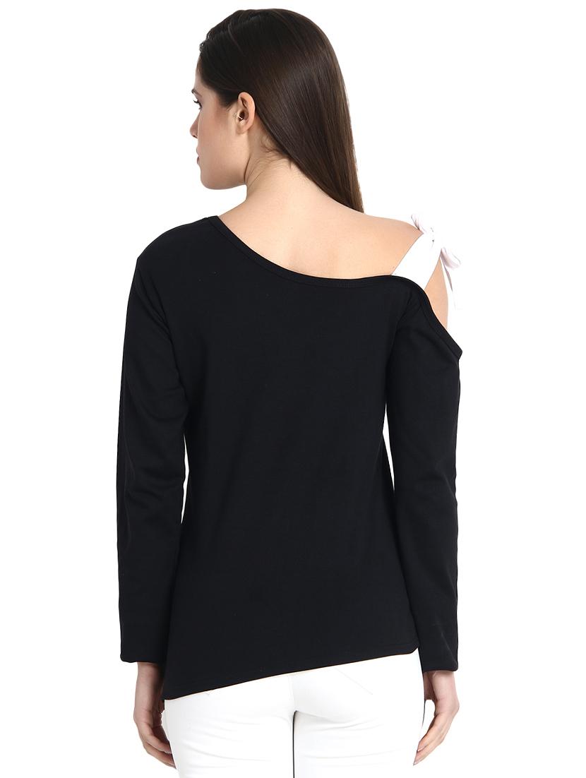 tie up detail single cold shoulder top - 15923490 - Zoom Image - 3