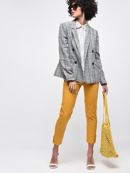 button detail flat front trousers - 15923499 - Standard Image - 1