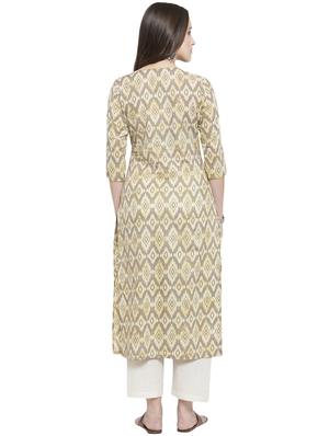printed straight kurta with pockets - 15924304 - Standard Image - 3