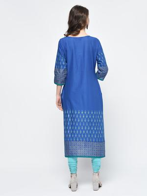 printed straight kurta - 15925461 - Standard Image - 3