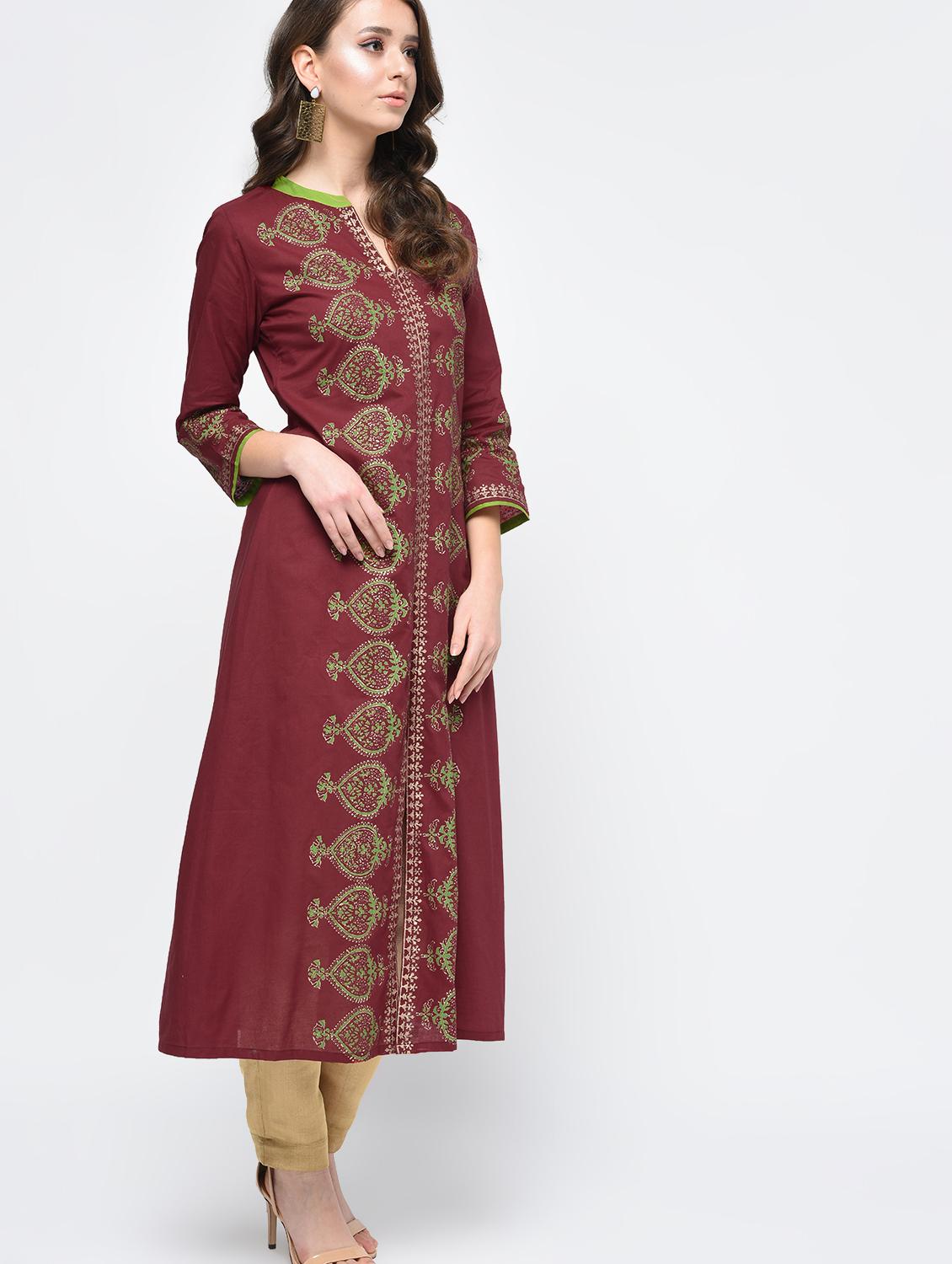 block print a-line kurta - 15925466 - Zoom Image - 3