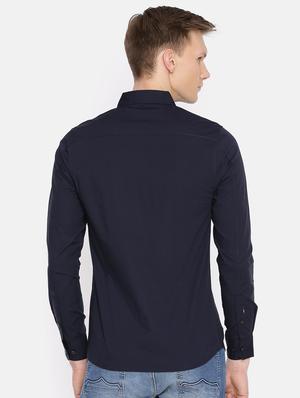 navy blue cotton casual shirt - 15925507 - Standard Image - 3