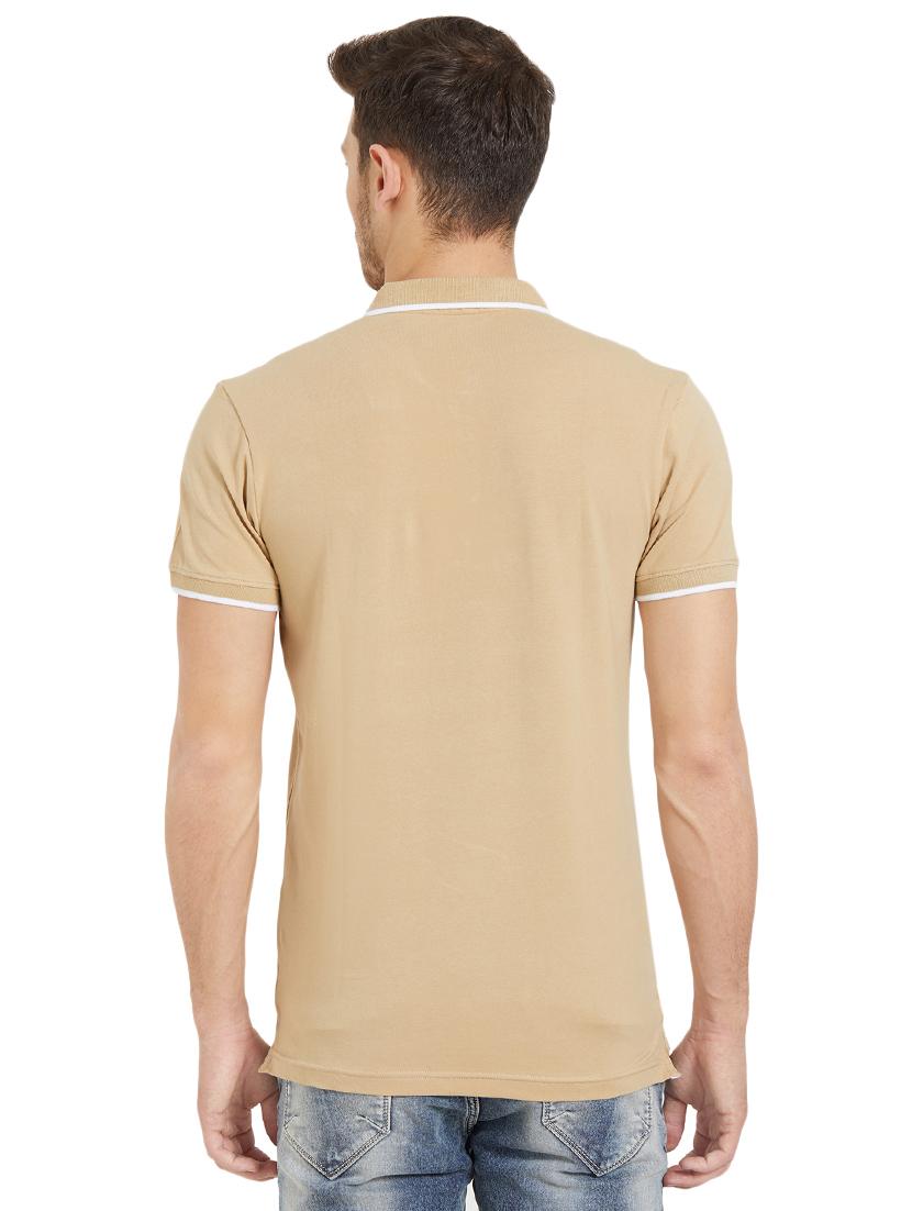beige cotton polo t-shirt - 15926725 - Zoom Image - 3