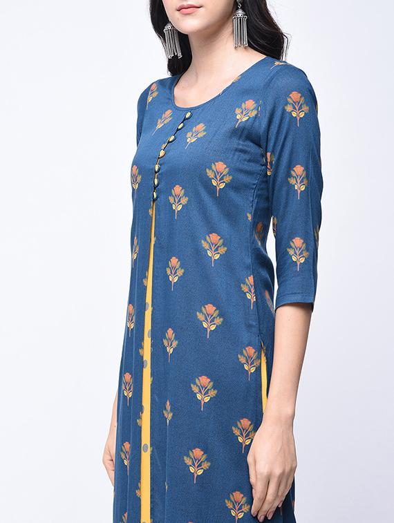 floral printed layered kurta with palazzo set - 15926923 - Zoom Image - 3