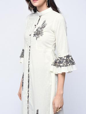 embroidered layered bell sleeved kurta palazzo set - 15926934 - Standard Image - 3