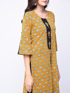 Printed front slit kurta with palazzo set - 15926956 - Standard Image - 3
