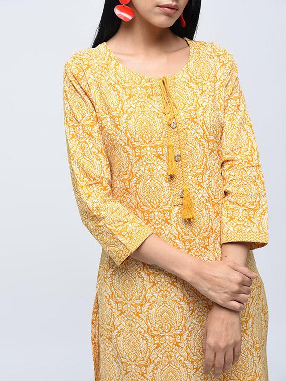 printed kurta with palazzo set - 15926982 - Zoom Image - 3
