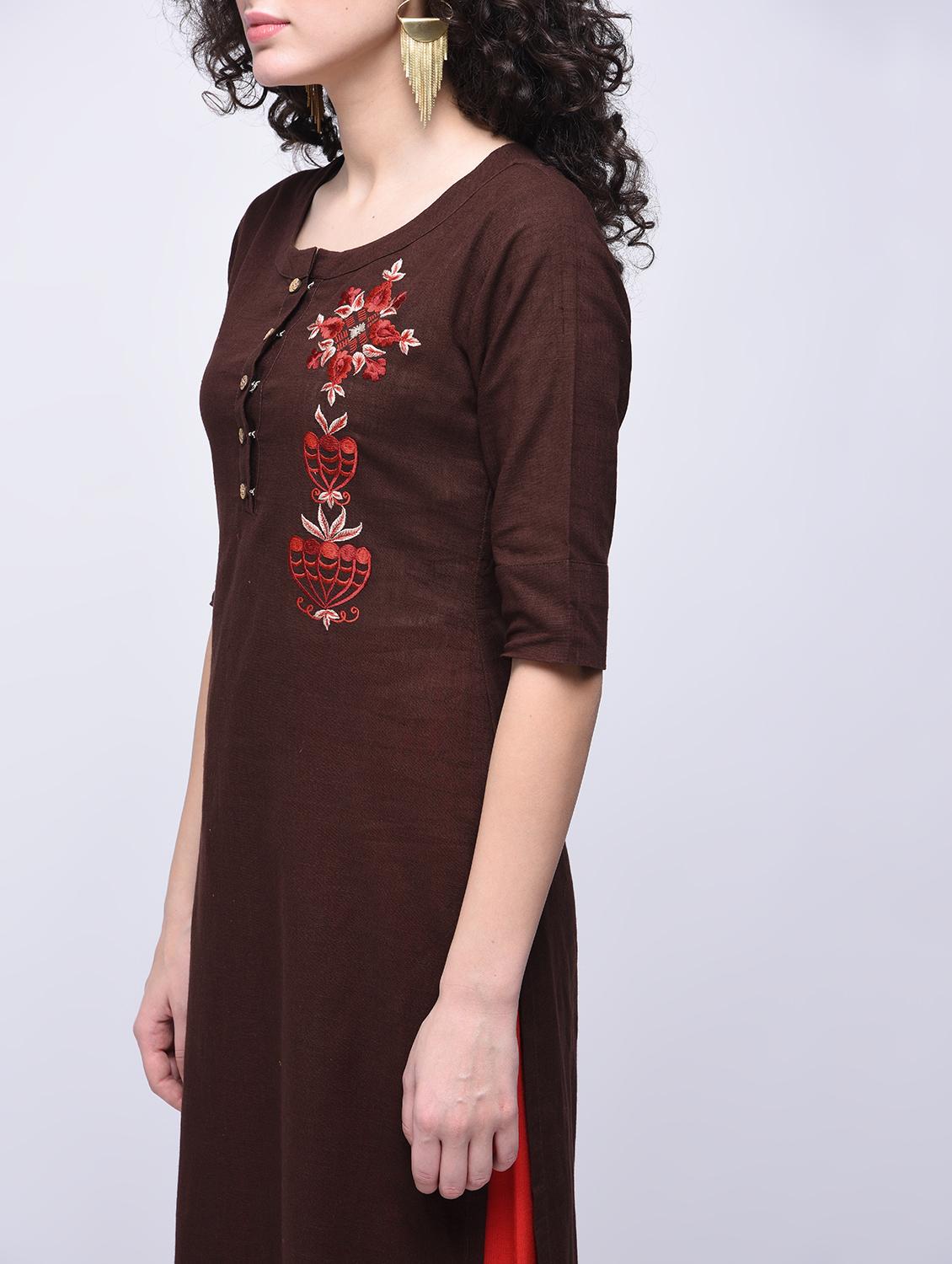 embroidered kurta with palazzo set - 15927027 - Zoom Image - 3