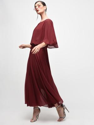 cape sleeved blouson maxi dress - 15928077 - Standard Image - 3