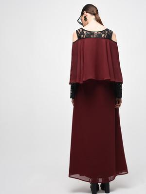 cold shoulder floral lace panel dress - 15928078 - Standard Image - 3