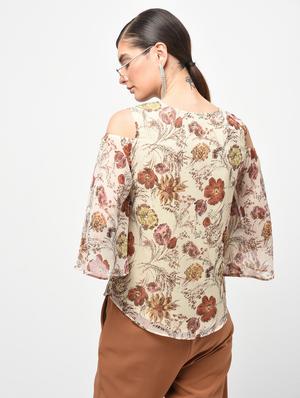 floral cold shoulder top - 15928085 - Standard Image - 3