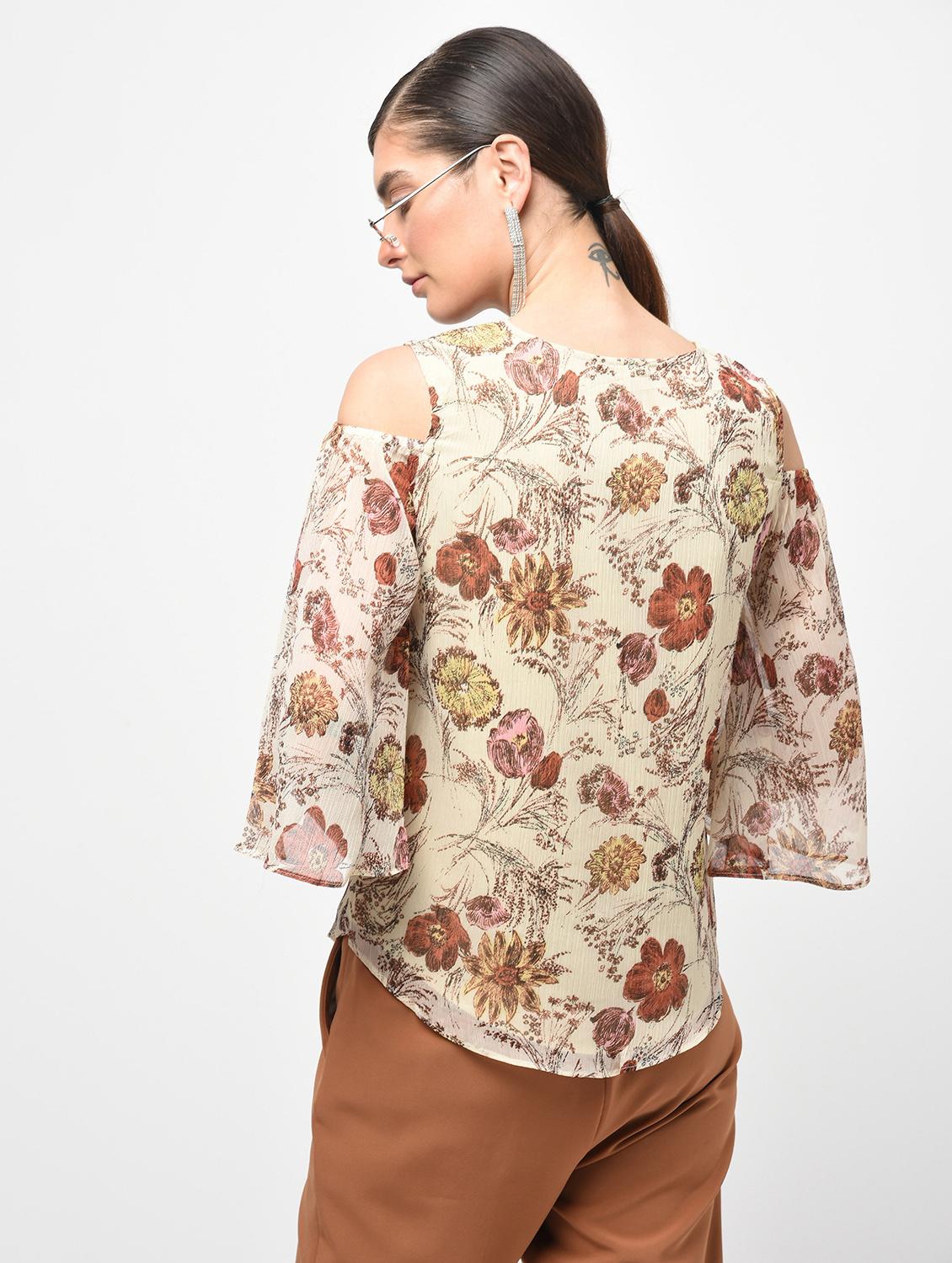 floral cold shoulder top - 15928085 - Zoom Image - 3