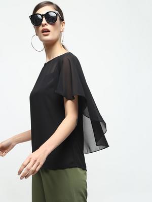 cape detail keyhole neck top - 15928118 - Standard Image - 3