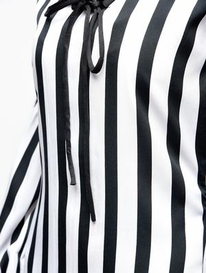 eyelet lace up striped a-line dress - 15930126 - Standard Image - 6