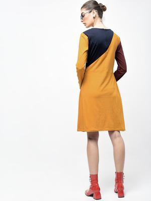 color block gather detail a-line dress - 15930127 - Standard Image - 3
