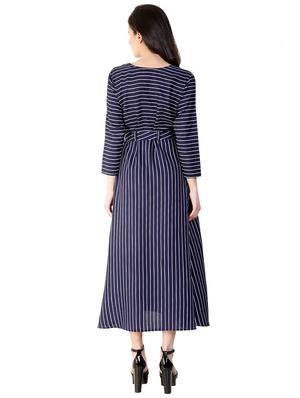knot detail striped a-line maxi dress - 15930808 - Standard Image - 3