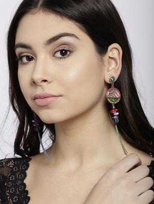 pink brass drop earring - 15931995 - Standard Image - 3