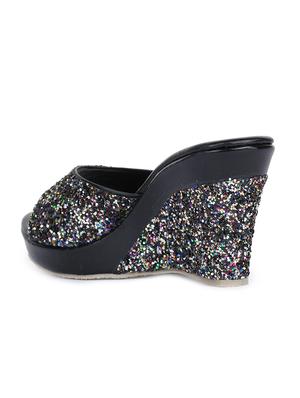 black slip on wedges - 15932367 - Standard Image - 3