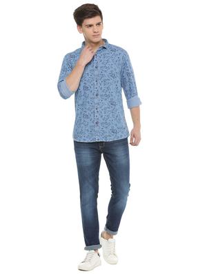blue floral printed casual shirt - 15932687 - Standard Image - 3