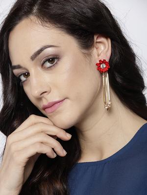 red brass drop earring - 15932857 - Standard Image - 3