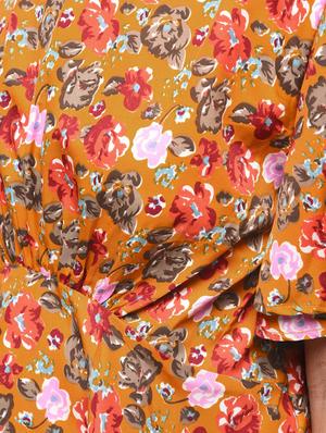 gathered floral flared sleeved top - 15936492 - Standard Image - 6