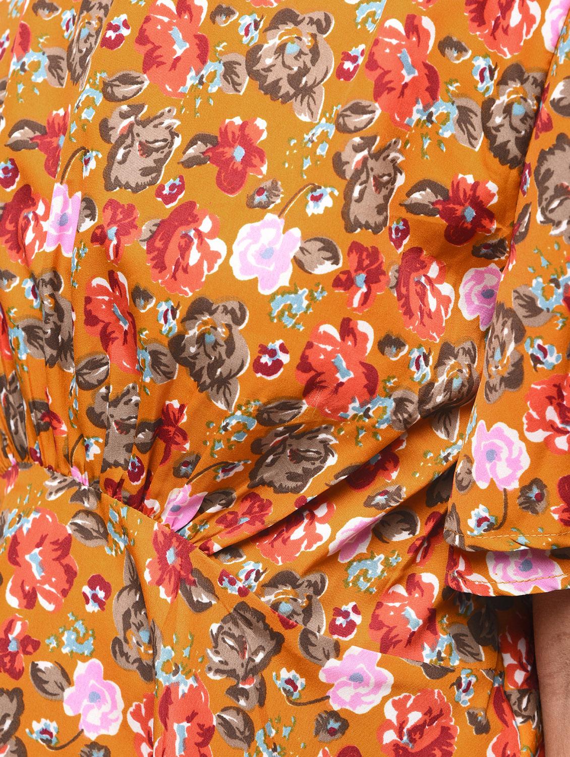 gathered floral flared sleeved top - 15936492 - Zoom Image - 6