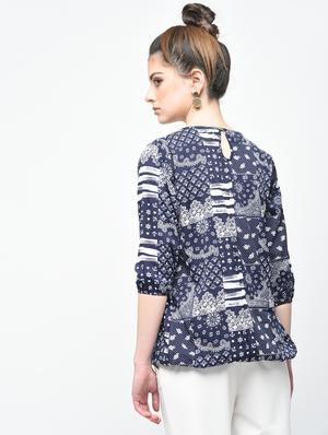 pleated neck blouson top - 15936493 - Standard Image - 3
