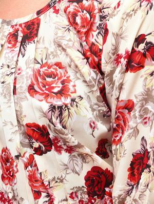 pleated neck floral blouson top - 15936506 - Standard Image - 6